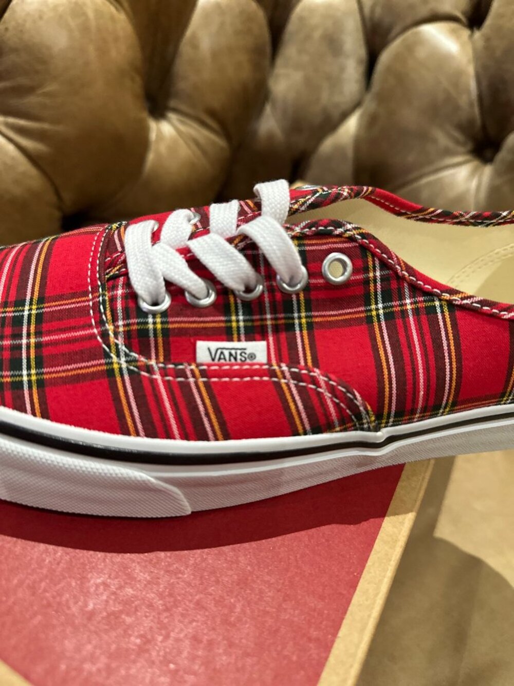 Vans - Authentic Plaid Red Skate Shoes - Picture 4 of 10